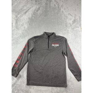 Atlanta Falcons NFL Team Apparel Pullover Mens Large Grey 1/4 Zip Long Sleeve‎